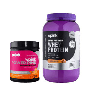 whey protein doce de leite – 1 kg + super power pink de laranja – 300g