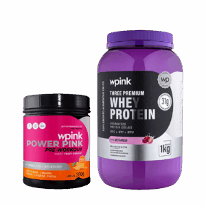 whey protein morango - 1 kg + super power pink de laranja - 300g
