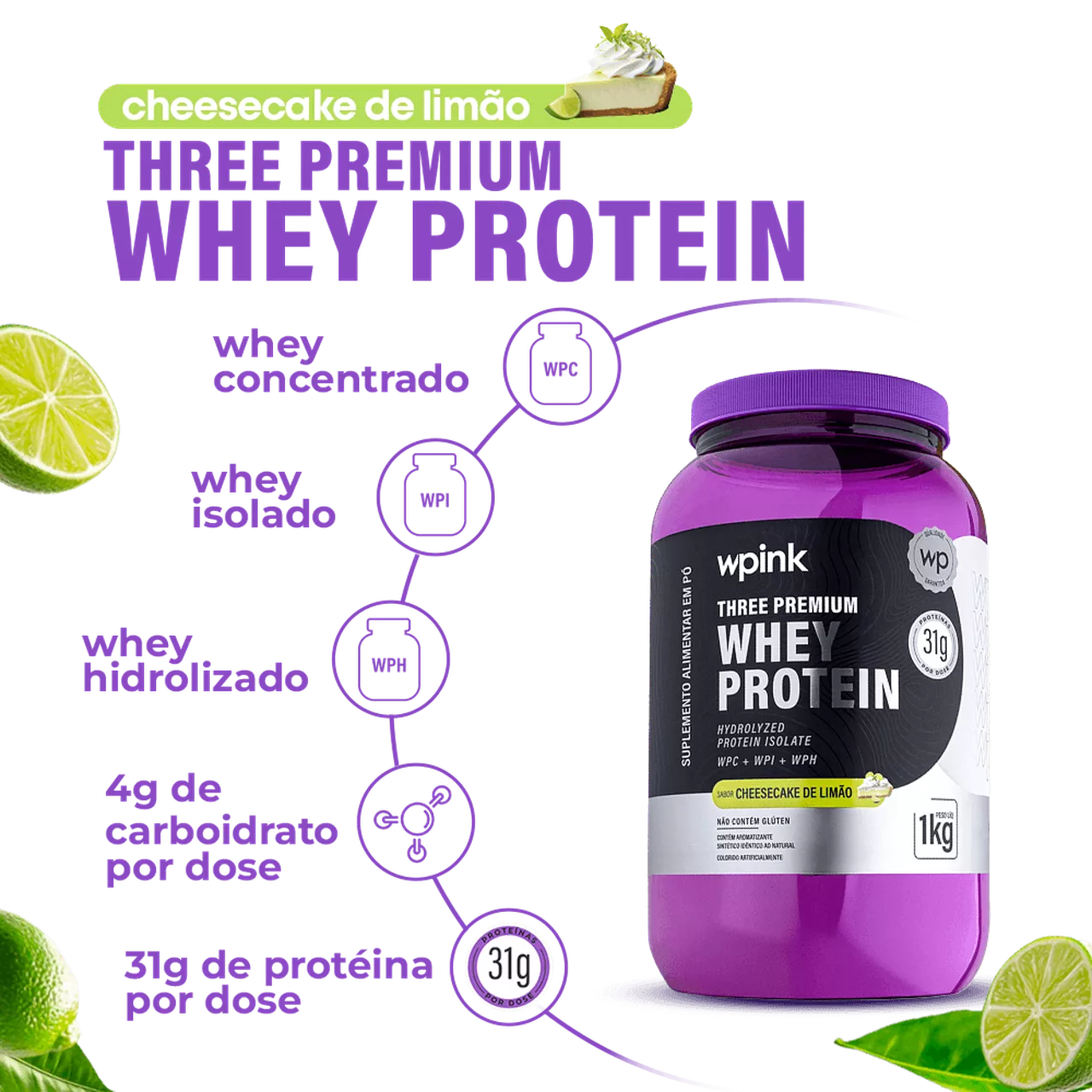 three premium whey protein cheesecake de limão 3W - (1kg) - Imagem 2