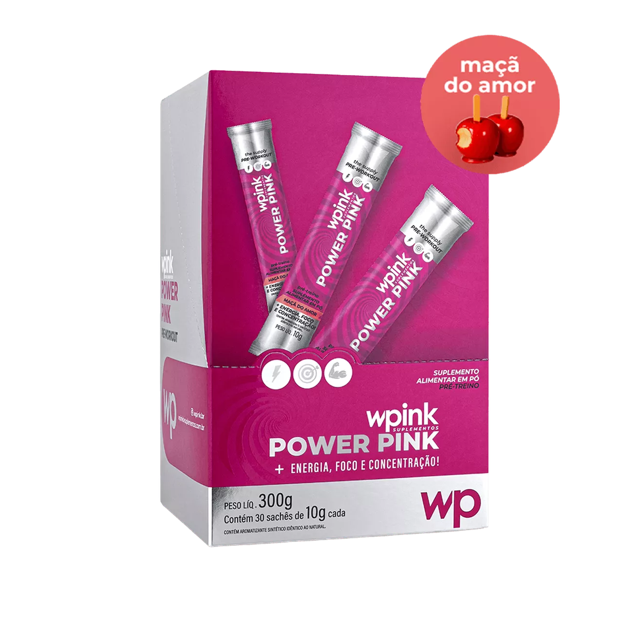 power pink de maçã do amor - pré-treino - 300g