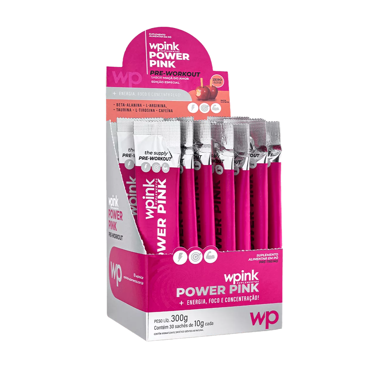 power pink de maçã do amor - pré-treino - 300g - Imagem 6